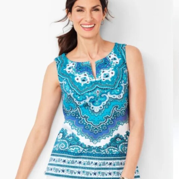 Talbots RSVP Modern Medallion Structured Shell Lined Sleeveless Tank Top  Size 6 - Picture 1 of 9